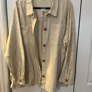 Women's Beige Eyelet Jacket